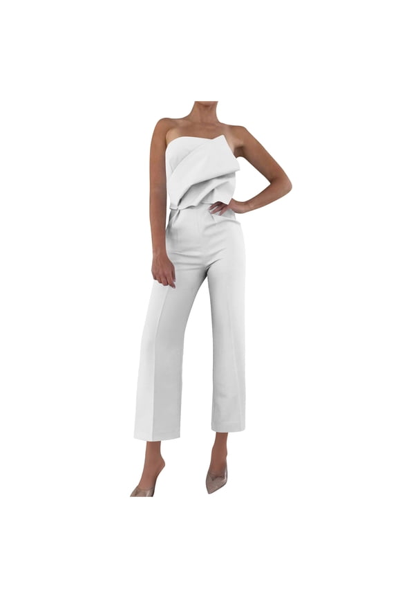 Strapless Jumpsuit for Women Sleeveless Wide Leg One Piece Rompers Solid Backless Vacation Overalls