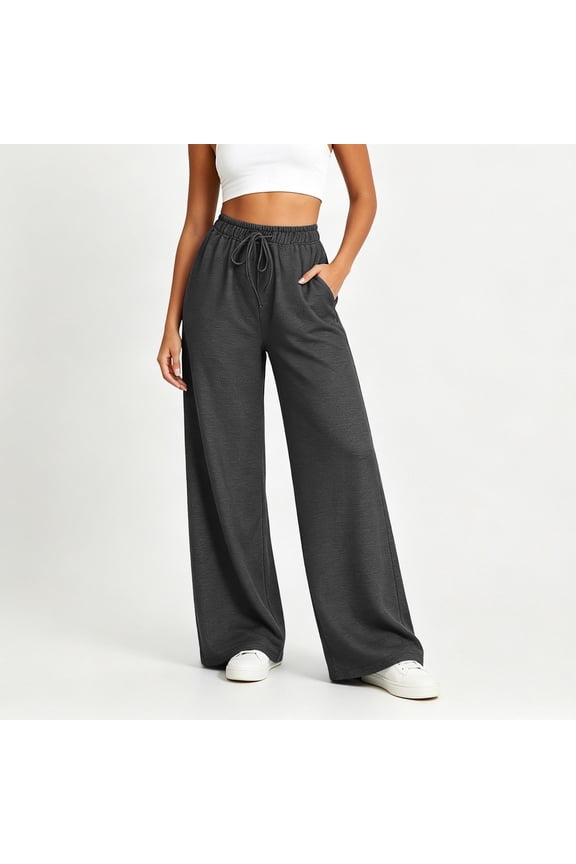 Stretch Denim Print Jeans for Women Plus Size Wide Leg Pant Solid Loose Pull on Pants Casual Trouser with Pockets