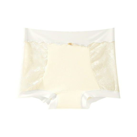 Riecok Stretch Panties for Women High Waist Plus Size Plus Size Breathable Comfortable Panties Beige XL