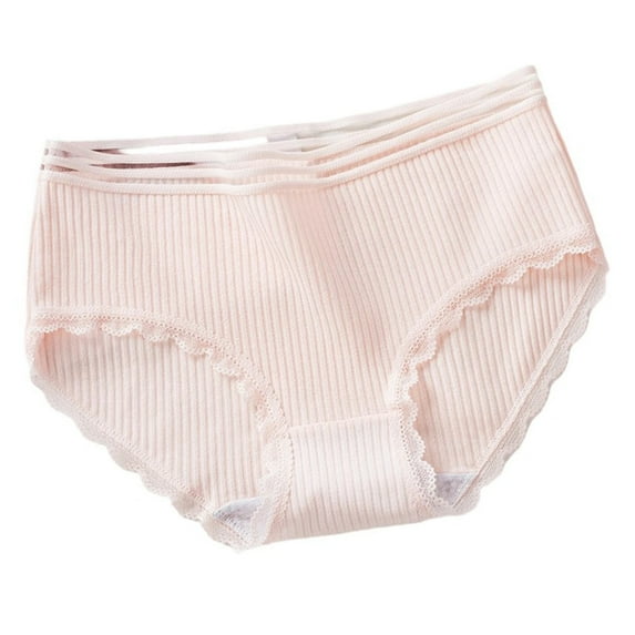 Riecok Stretch Panties for Women High Waist Plus Size Plus Size Breathable Full Front Back Coverage Underwear Pink M