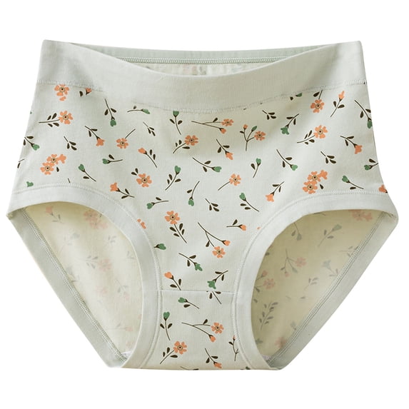 Riecok Stretch Panties for Women High Waist Plus Size Plus Size Breathable Soft Comfortable Briefs Green L