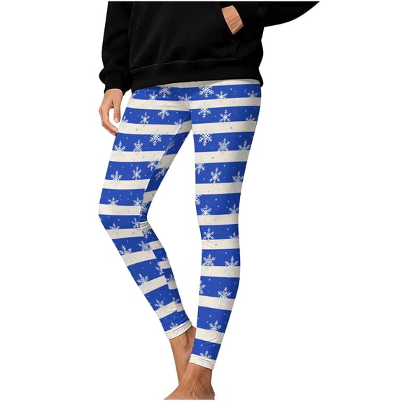 Riecok Striped Leggings for Women Christmas Stretchy High Waisted Pants Cute Printed Fall Leggings Running Yoga Pants
