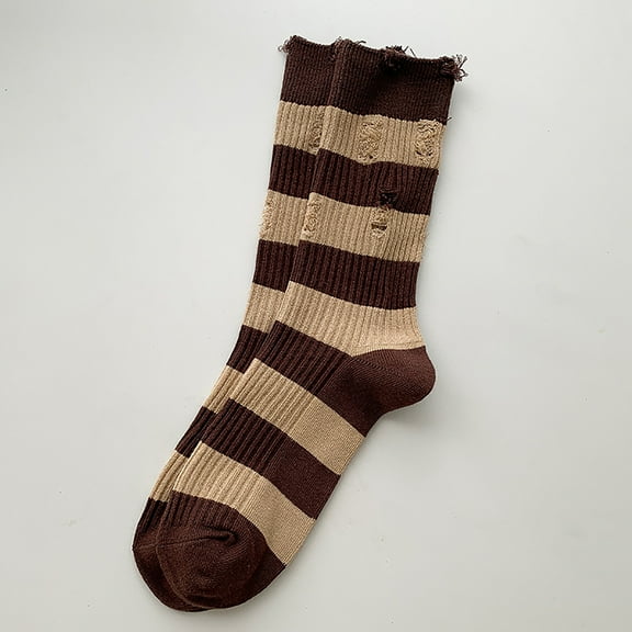 Riecok Striped Socks for Women Lightweight Cushioned Crew Socks Mid Calf Stretched Soft Comfortable Socks for Everyday Wear