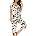 thumbnail image 1 of Riecok Summer Pajamas for Women Plus Size 2 Piece Loose Pjs Sleepwear Short Sleeve Button Top and Capris Comfy Loungewear, 1 of 5