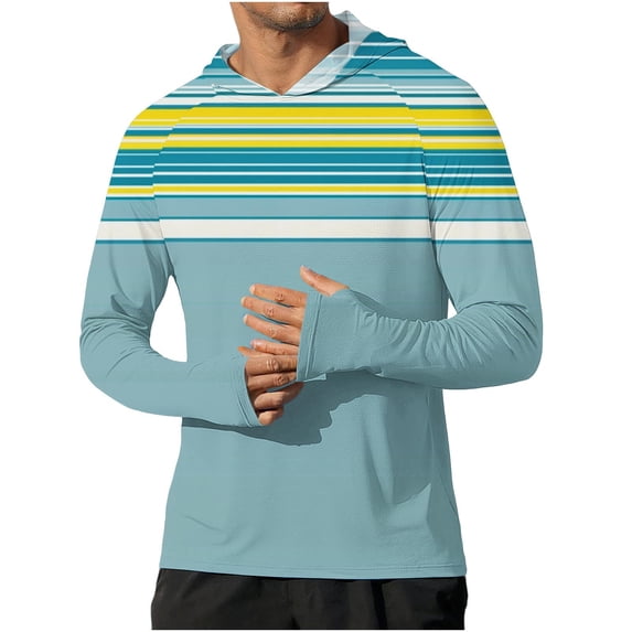 Riecok Sun Protection Clothing Men Long Sleeve Pullover Lightweight Breathable Hooded Shirts Workout Fishing Outerwear Coffee 2XL
