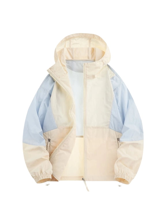 Sun Protection Jackets for Men Long Sleeve Ice Silk Coats Breathable Hooded Tops Casual Fishing Outerwear Sky Blue XL