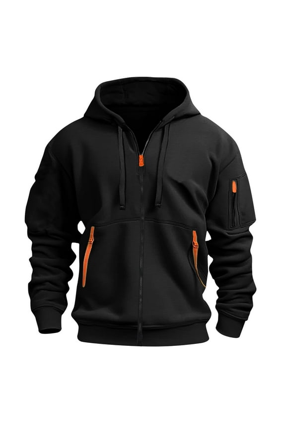 Sweat Jackets for Men Long Sleeve Hooded Jackets Zip Up Drawstring Coats with Pockets Casual Trendy Outetwear