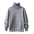 thumbnail image 1 of Riecok Long Sleeve Sweater Kids High Collar Pullover Solid Color Little Boys Girls Fall Winter Clothes Gray 140 9 Years, 1 of 3