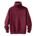 thumbnail image 1 of Riecok Long Sleeve Sweater Kids High Collar Pullover Solid Color Little Boys Girls Fall Winter Clothes Wine 130 7 Years, 1 of 3