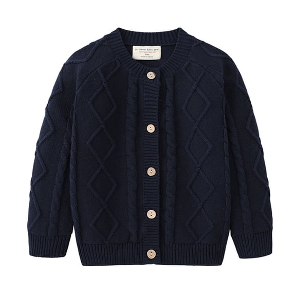 Riecok Sweaters for Girls Crewneck Long Sleeve Solid Color Winter Knit Tops for Little Girl Kids Blue 120