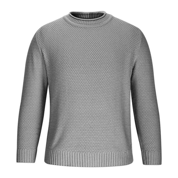 qelini Sweaters for Men Plus Size Crewneck Pullover Knitted Sweaters Solid Long Sleeve Tops Thermal Warm Blouses