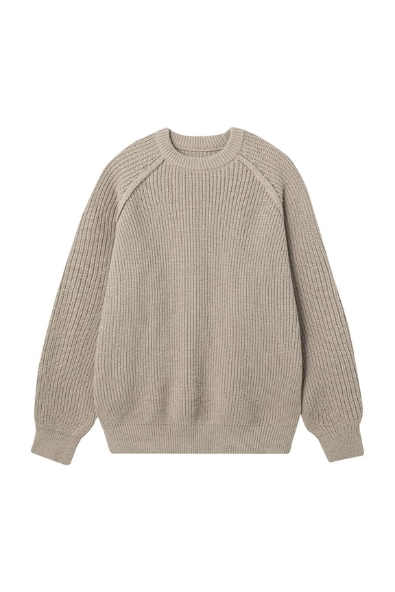 Sweaters for Men Plus Size Crewneck Pullover Knitted Sweaters Solid Long Sleeve Tops Thermal Winter Blouses