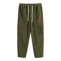 Riecok Sweatpants for Men Elastic Waist Drawstring Active Athletic Solid Color Outdoor Running Jogger Pants with Pockets Army Green XL