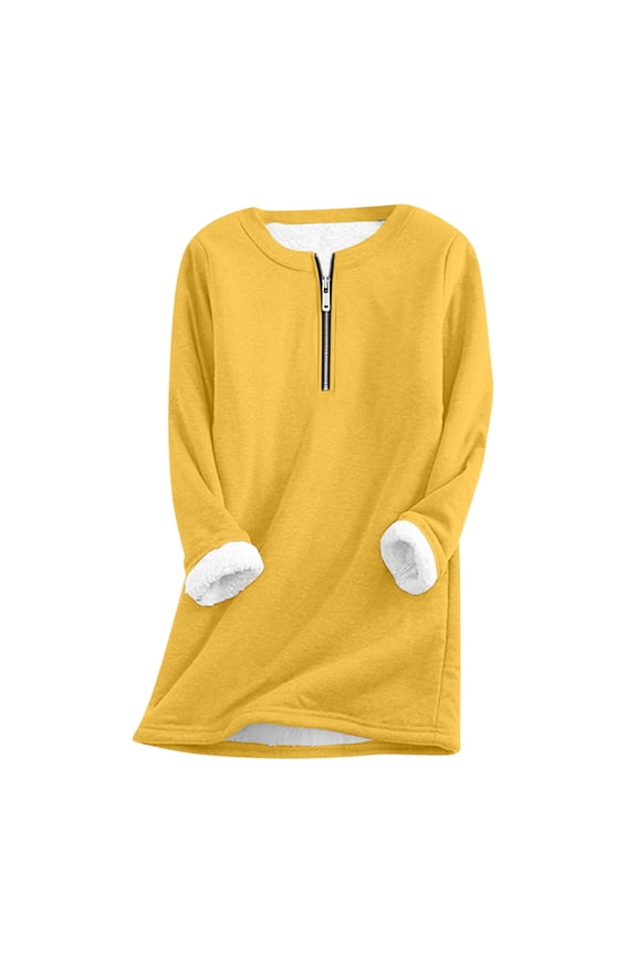 Sweatshirt for Women Half Zip up Long Sleeve Jackets Fleece Lined Coats with Pockets Casual Trendy Clothes