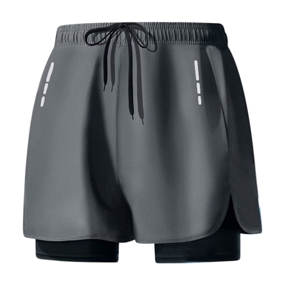 Riecok Swim Board Shorts Men Summer Elastic Waist Pull on Shorts with Liner Solid Running Workout Clothes