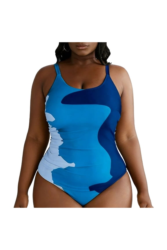 Swimsuit One Piece Women Plus Size Spaghetti Strap Bathing Suit Modest Beach Vacation Swimwear