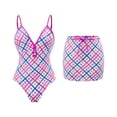 thumbnail image 1 of Riecok Swimsuits for Women One Piece Plaid Swimwear Sets with Skirt Backless Swim Suit Sleeveless Beach Bathing Suits, 1 of 8