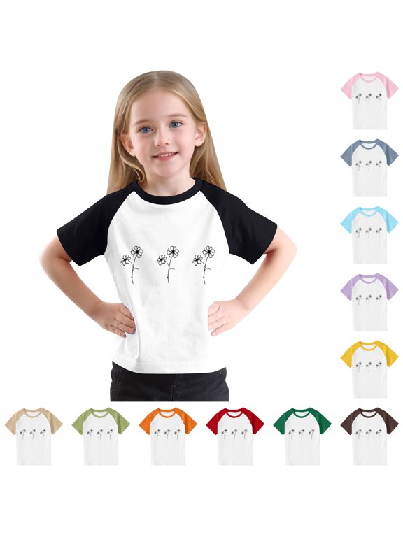 T Shirts for Boys Girls Crewneck Comfortable Shirt Kids Clothes Toddler Kids Boy 2025 Lightweight Trendy Outfits Blouses Top Summer 4 T Beige