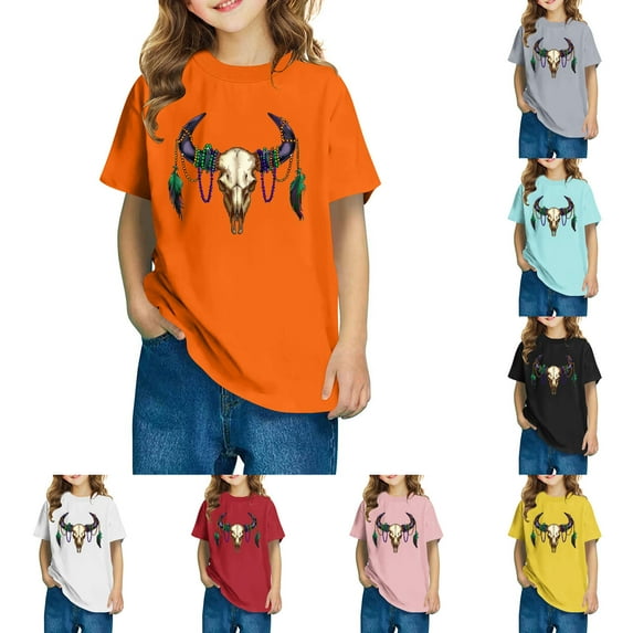 Riecok T Shirts for Girls Boy Plus Size Crew Neck Shirt Kids Clothes Toddler Kids Boy Comfortable Loose Trendy Clothes Blouses Top Summer 7 T Gray