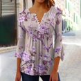 thumbnail image 1 of Riecok Tencole 3/4 Sleeve Shirts for Women Summer Blouse Loose Printed Daily Outdoor and Home Dating V-Neck 3/4 Sleeve Comfortable Fashion Purple S, 1 of 5