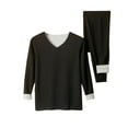 thumbnail image 1 of Riecok Thermal Set for Men Seamless V Neck Solid Color High Elasticity Keep Warml Thermal Underwear Sets Black XL, 1 of 3