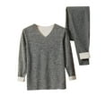 thumbnail image 1 of Riecok Thermal Set for Men Seamless V Neck Solid Color High Elasticity Keep Warml Thermal Underwear Sets Gray XXXL, 1 of 3