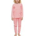 thumbnail image 1 of Riecok Thermal Underwear Set for Kids Long Sleeve Solid Color Pullover Tops and Long Pants Fall Warm Sleepwear Sets, 1 of 5