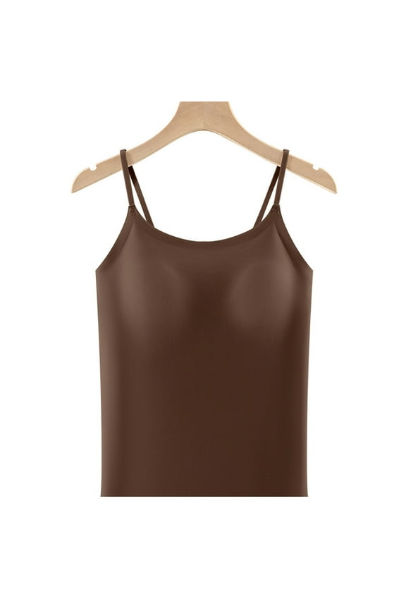 Thermal Underwear for Women Tops Body Shaper Slimming Girdle for Women Stomach Shapewear Round-Neck Built-In Breast Pads Button Warmth Winter Fall Fashion Shaper Slimming Girdles Soft Brown XL