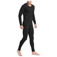 thumbnail image 1 of Riecok Thermal Underwear for Men Seamless Round Neck Solid Color High Elasticity Warm and Thick Velvet Home Clothes Black XXXL, 1 of 6