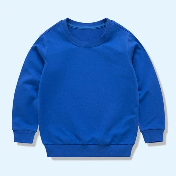 Riecok Toddler Baby Boy Girl Basic Solid Plain Cotton T Shirts Long Sleeve Round Neck Plain Shirt Spring Fall Clothes Kids Casual Pullover Shirts Blue 9 Years