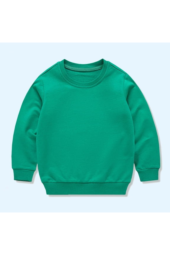 Toddler Baby Boy Girl Basic Solid Plain Cotton T Shirts Long Sleeve Round Neck Plain Shirt Spring Fall Clothes Kids Casual Pullover Shirts Green 2 Years