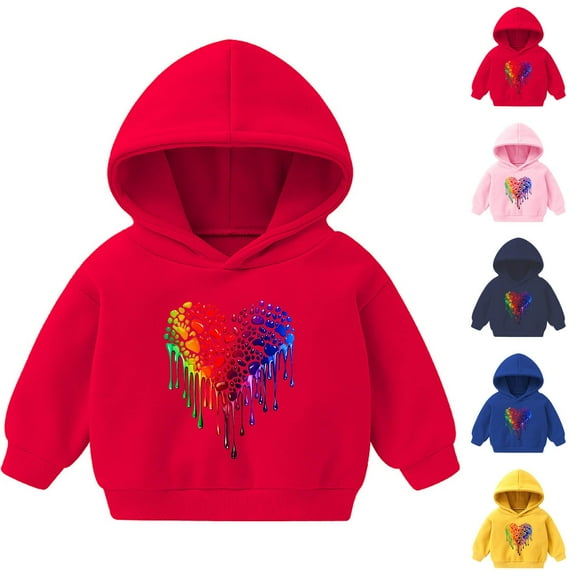 Riecok Toddler Baby Boys Girls Cotton Hoodie Sweatshirt Long Sleeve With Pockets Round Neck Fashion Hoodie Casual Love Pattern Kids Warm Winter Hoodies Pullover Hooded Sweatshirt Blue 3 T