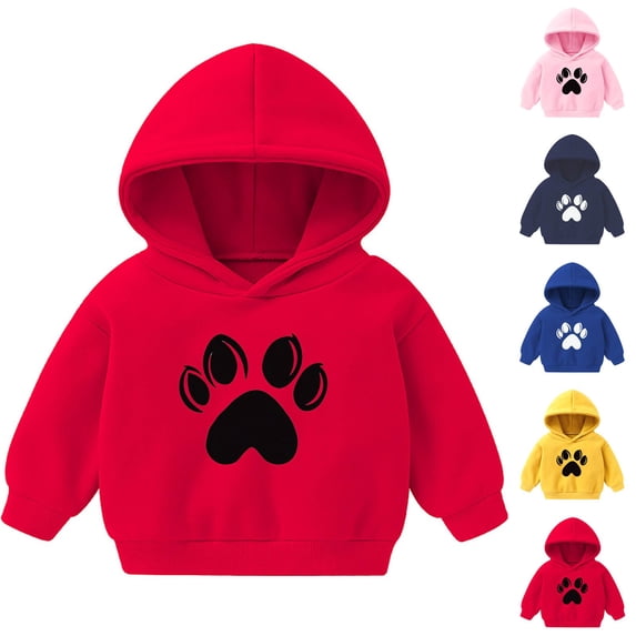 Riecok Toddler Baby Boys Girls Cotton Hoodie Sweatshirt Long Sleeve With Pockets Round Neck Trendy Casual Love Pattern Kids Warm Winter Hoodies Pullover Hooded Sweatshirt Red 6 T