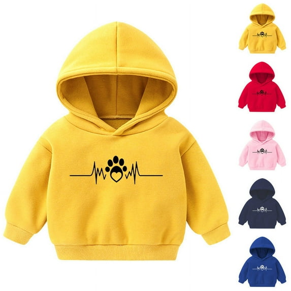 Riecok Toddler Baby Boys Girls Cotton Hoodie Sweatshirt Long Sleeve With Pockets Round Neck Trendy Casual Love Pattern Kids Warm Winter Hoodies Pullover Hooded Sweatshirt Yellow 6 T