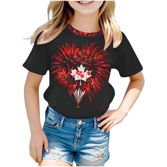 Riecok Toddler Boys Girls Casual T-Shirt 3-14 Years Short Sleeve Round Neck Graphic T-Shirt Fashion Girls And Boy T-Shirt Tee Indoor Outdoor Party Performance Summer Comfortable Black 5 Years