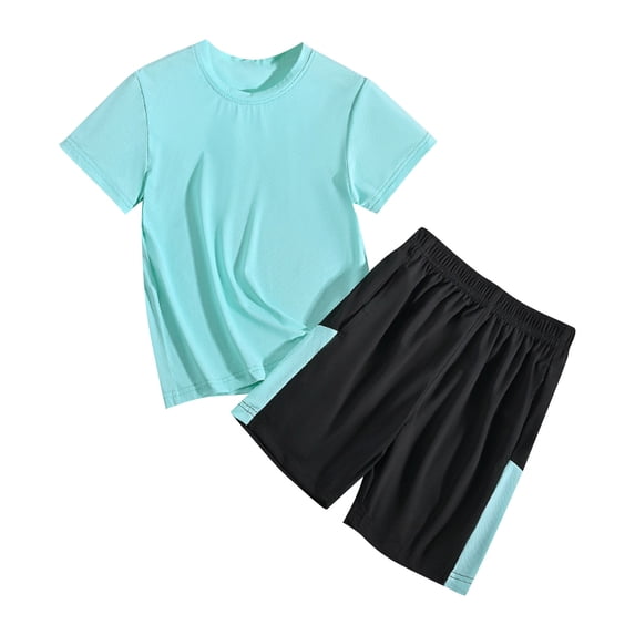 Riecok Toddler Boys Short Set Silk Quick Drying Short Sleeve T Shirt Shorts Mesh 2 Piece Tracksuits Sportwear Sets