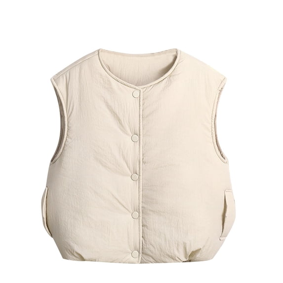 Riecok Toddler Fall Vest Button down Sleeveless Jackets Solid Lightweight Waistcoat Cozy Warm Outerwear