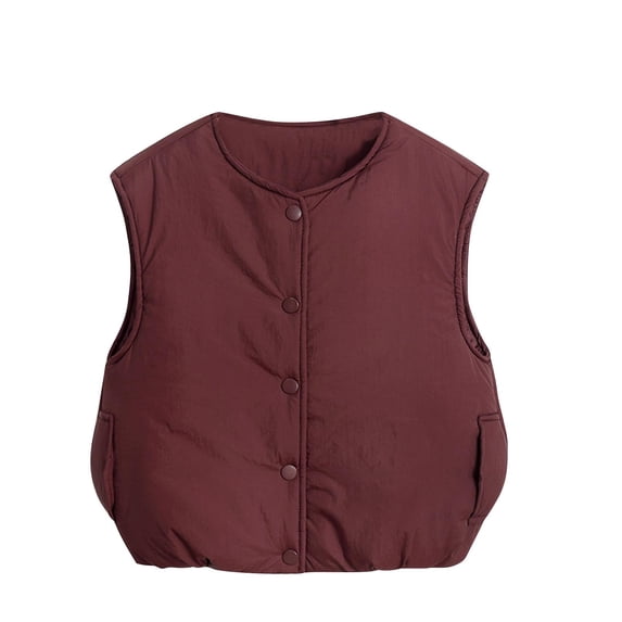 Riecok Toddler Fall Vest Button down Sleeveless Jackets Solid Lightweight Waistcoat Cozy Warm Outerwear