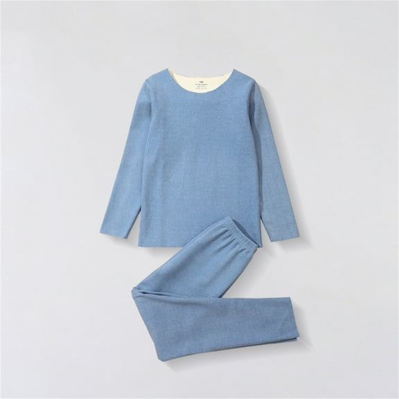 Riecok Toddler Girl Clothes Sets Round Neck Long Sleeve Tops and Leggings Pants Outfits Set Casual Fashion Solid Color 2PCS Fall Winter Outfits Set Blue 4 Years