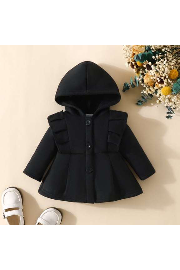 Toddler Girls Winter Hooded Coats Jackets Padded Thermal Tops Soft Outerwear Top Winter Clothes Fitted Loose Lightweight Comfy Lightweight Trendy Clothes Windproof Coat Black 12M