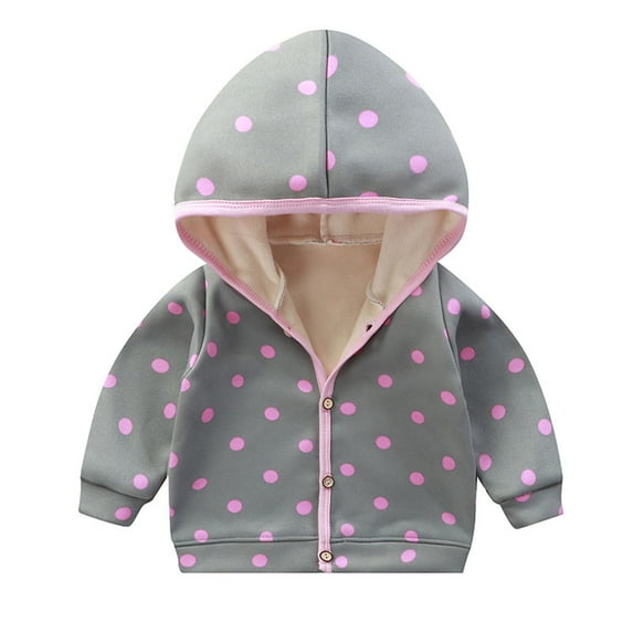 Riecok Toddler Girls Winter Hooded Coats Jackets Winter Clothes Fitted Basic Loose Comfy Thermal Tops Prints Soft Fall Trendy Outfits Trendy Clothes Windbreaker Gray 6 Months