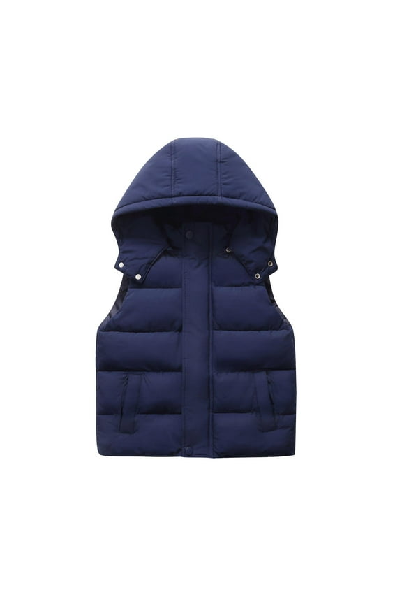Toddler Puffer Vest with Hood Zip up Sleeveless Jackets Solid Quilted Waistcoat Winter Warm Outerwear