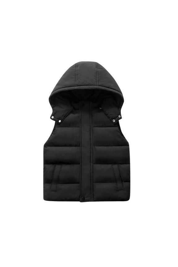 Toddler Puffer Vest with Hood Zip up Sleeveless Jackets Solid Quilted Waistcoat Winter Warm Outerwear