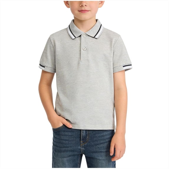 Riecok Toddler School Uniform Shirts Short Sleeve Collared Pullover Solid Button Down Tee Shirts Casual Tops