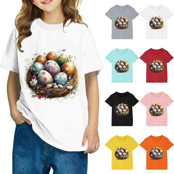 Riecok Toddler T Shirts Girls Short Sleeve Summer Clothes Cute Tops Casual Spring Tees Boys or Girls Toddler T-Shirt 5 T Black