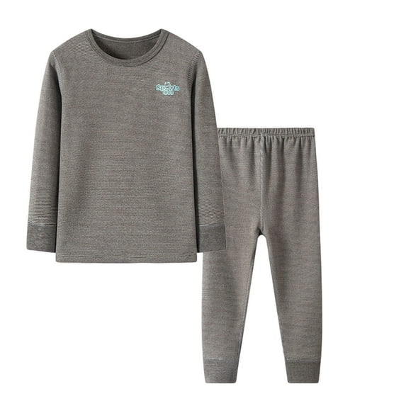 Riecok Toddler Thermal Underwear Sets Long Sleeve Solid Color Pullover Tops and Long Pants Soft Comfortable Bottom Sets