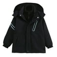 thumbnail image 1 of Riecok Toddler Windbreaker Raincoat with Pocket Long Sleeve Detachable Fleece Lining Windproof Winter Warm Coat Outwear Black 11 Years, 1 of 8
