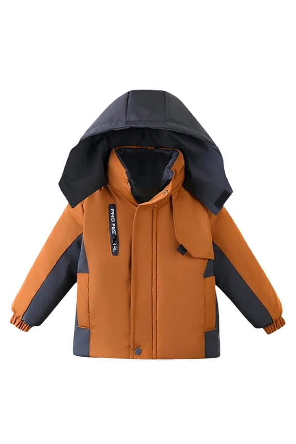 Toddler Winter Coats for Boys with Pocket Long Sleeve Zip up Solid Color Everyday Casual Outwear Orange 5 Years