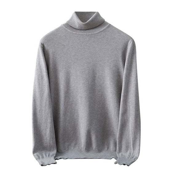 qelini Turtleneck Sweaters for Men Pullover Knitted Sweaters Solid Long Sleeve Tops Lightweight Slim Fit Blouses