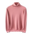 thumbnail image 1 of qelini Turtleneck Sweaters for Men Pullover Knitted Sweaters Solid Long Sleeve Tops Lightweight Slim Fit Blouses, 1 of 6